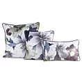 Poszewka na poduszkę dwustronna 60x60 cm welwetowa, biało fioletowa z motywem roślinnym z wypustką na brzegach SOFIA Eurofirany Premium