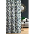 Zasłona szyta na tunelu PERUGIA granatowa ze szlachetnej tkaniny z dużym roślinnym wzorem