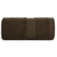 Ręcznik do rąk 30x50 cm bawełniany kolor ciemnobrązowy z bordiurą w paseczki 500 g/m2 BARI