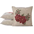 Poszewka na poduszkę 45x45 cm gobelinowa naturalno, czerwona z motywem świątecznym GOB