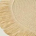 Podkładka okrągła na stół beżowa średnica 38 cm BOHO 1 pleciona z frędzlami