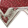 Obrus czerwono, beżowy 100x100 cm gobelinowy zdobiony wzorem świątecznym