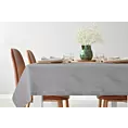 Obrus srebrny 145x240 cm z tkaniny przypominającej płótno STELLA 2 z podwójną listwą na brzegach