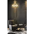 Lampa wisząca do pokoju transparentno, złota KYLA zdobiona szklanymi akcentami