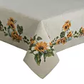 Obrus naturalno, żółty 140x180 cm gobelinowy z wzorem kwiatów słonecznika