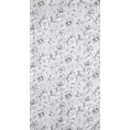 Zasłona srebrno, stalowa zdobiona nadrukiem kwiatów 140x250 cm przelotka - SIENNA