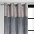 Zasłona grafitowa z aplikacją z błyszczącego welwetu 140x250 cm przelotka - AGNES - Design 91