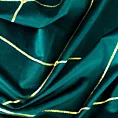 Zasłona welwetowa turkusowo, złota haftowana w duże karo 140x250 cm przelotka - MARGO - Pierre Cardin