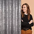 Zasłona stalowo, srebrzysta zdobiona błyszczącym wzorem z tkaniny zaciemniającej 140x250 cm przelotka - ELISE