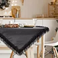 Bieżnik na stół czarny 85x85 cm TINA zdobiony puszystymi frędzlami EUROFIRANY PREMIUM