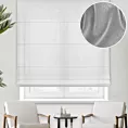 Roleta rzymska biała z matowej markizety, wykończona obciążnikiem