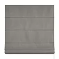 Roleta rzymska szara ze strukturalnej tkaniny typu blackout, zaciemniająca w 100%