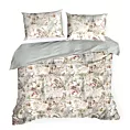 Pościel 220x200 cm bawełniana kolor biały, brązowy z motywem botanicznym SPRING 47