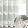 Firana kremowa z drobnej siateczki zdobiona ażurowym haftem 140x250 cm przelotka - NIRA