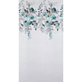 Dekoracja okienna biało, turkusowa z nadrukiem kwiatów, z lekkiej, półprzezroczystej etaminy 140x250 cm przelotka - GRETA - Design 91
