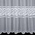 Firana szyta na taśmie 5 cm biała z cienkiej matowej etaminy z szenilowym haftem i błyszczącą nicią
