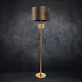 Lampa stojąca do pokoju brązowo, złota LEONA z welwetowym abażurem