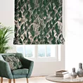 Roleta rzymska ciemnozielono złocista z tkaniny welwetowej ze złotym marmurkowym nadrukiem