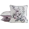 Poszewka na poduszkę 45x45 cm welwetowa, kremowo fioletowa, dwustronna z motywem kwiatów Eurofirany Premium