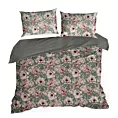 Pościel 220x200 cm bawełniana kolor stalowy, różowy z wzorem kwiatowym styl romantyczny SPRING 53