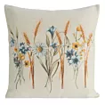Poszewka na poduszkę 45x45 cm bawełniana, gobelinowa naturalno, błękitna z kwiatowym motywem GOB