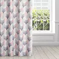 Zasłona szaro, różowa dimout z geometrycznym wzorem 140x250 cm przelotka - ASETA
