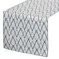 Bieżnik na stół naturalno, ciemnoturkusowy 40x140 cm INES z nadrukowanym motywem geometrycznym