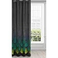 Zasłona welwetowa czarno, turkusowa z wzorem geometrycznym 140x250 cm przelotka - ANGELINA