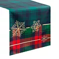 Bieżnik na stół zielono, czerwony 40x140 cm STAR z motywem kraty i śnieżynek