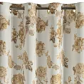 Zasłona biało beżowa zdobiona nadrukiem róż 140x250 cm złote przelotki - AVANI