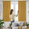 Zasłona musztardowa z tkaniny welurowej 160x180 cm taśma - Dora