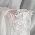 Komplet 2 szt. firan białych z tkaniny szyfonowej zdobiona pasem 3D róż, w zestawie troczek 140x270 cm taśma - ROSES Eva Minge