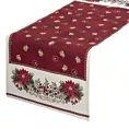 Bieżnik na stół czerwono, beżowy 40x100 cm gobelinowy zdobiony wzorem świątecznym