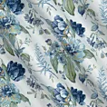 Zasłona biało, niebieska w kwiaty zaciemniająca 140x250 przelotka - ALVA