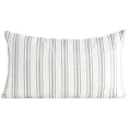 Poszewka na poduszkę 30x50 cm bawełniana z dodatkiem lnu zdobiona subtelnym nadrukiem pasów kremowo, popielata LEN
