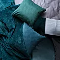 Poszewka na poduszkę 40x40 cm welwetowa kolor zielony wytłaczana w pepitkę z ozdobną wypustką AMELIA