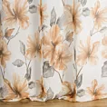 Dekoracja okienna biało, ruda z lekkiej etaminy z nadrukiem kwiatów, półtransparentna 140x250 cm przelotka SOFIA