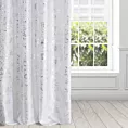 Firana biała z etaminy z nadrukiem srebrzystych kwiatów 140x300 cm taśma FEZA