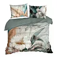 Pościel 160x200 cm z makosatyny bawełnianej kolor jasnoszary, zielony z wzorem designerskim SERENA Eva Minge