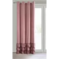Zasłona ciemnoróżowa z welwetu zdobiona trzema subtelnymi falbanami 140x250 cm przelotka MEGI