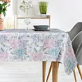 Bieżnik na stół naturalno, różowy 90x90 cm SUMMER 8 zdobiony nadrukiem hortensji