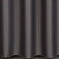 Zasłona szyta na taśmie 5 cm grafitowa z gładkiej tkaniny zaciemniającej typu dimout wykończona obciążnikiem