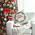 Poszewka na poduszkę świąteczna 45x45 cm  welwetowa biało, zielona  zdobiona haftem