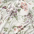 Prześcieradło z gumką 160x200 cm z bawełny kolor różowy,zielony z wzorem roślinnym 105 g/m2 PRINT