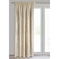 Zasłona welwetowa jasnobeżowo, złota zdobiona przecieranym wzorem 140x270 cm taśma - RENIA