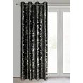 Zasłona czarno, złocista zdobiona marmurkowym wzorem, welwetowa 140x250 cm przelotka - TAMI