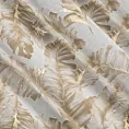 Zasłona beżowo, szampańska z nadrukiem liści z etaminy i złotych akcentów 140x250 cm przelotka - LAYLA