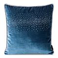 Poszewka na poduszkę 45x45 cm welwetowa, granatowa zdobiona drobnymi kryształkami i srebrnym sznurem na brzegach ROYAL 6