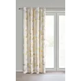 Zasłona kremowo, złota zdobiona błyszczącym motywem egzotycznych liści 140x250 cm złote przelotki - ZARIA