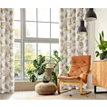 Zasłona biało beżowa zdobiona nadrukiem róż 140x250 cm złote przelotki - AVANI